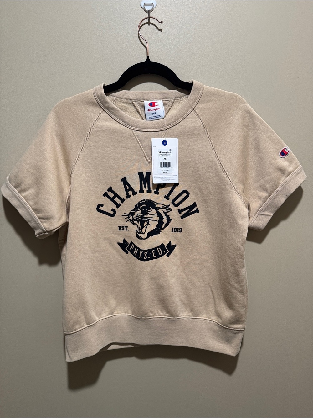 CHAMPION Short Sleeve Crewneck Sweatshirt-Size XS. NWT.
